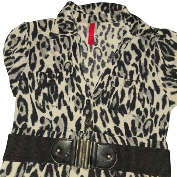 Y2K FASHION LEOPARD SHIRT WITH BELT Womens Small HeartSoul - Picture 3 of 8